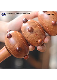 Cây lăn Massage toàn thân 3 bánh bi gai bằng gỗ Bách Xanh thơm (MH892) chăm sóc sức khỏe - giảm căng thẳng mệt mỏi