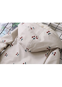 Áo khoác cho bé gái 4-14 tuổi hình quả chery bên trong lót lông ấm áp