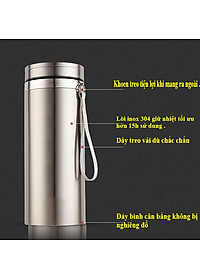 Bình Giữ Nhiệt Inox 304 Đựng Nước, Có Lõi Lọc Trà Và Dây Treo 1200ml Giữ Nhiệt Lâu Tốt Trên 15H- Hàng Chính Hãng MINIIN