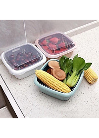 Bộ Rổ Vuông Kèm Thau Và Nắp Đậy Tiện Dụng - Hàng Loại 1- Giao Màu Ngẫu Nhiên