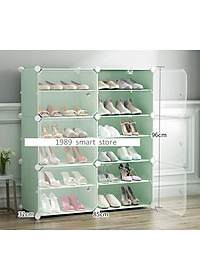  - TỦ NHỰA ĐỂ GIÀY DÉP KIỂU MỚI 12 Ô (chia ô) CỬA TRẮNG TRONG