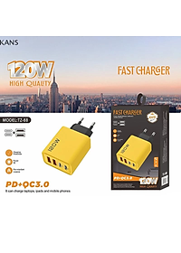 Củ sạc cốc sạc đầu sạc nhanh Kans Type C 120W Sạc nhanh 3.0 màu vàng siêu đẹp - miếng lót chuột