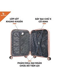 Vali du lịch thời trang Bamozo 8812 size 20/24 , vali nhựa kéo được bảo hành 5 năm.