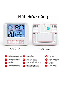 Nhiệt kế đo độ ẩm, máy đo nhiệt độ phòng cho bé - Nhiệt Ẩm Kế Điện Tử 3 Trong 1 - Thương hiệu RiBi - Hàng Chính Hãng