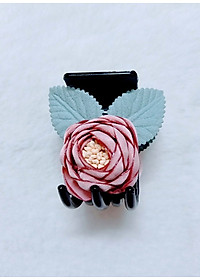 Kẹp tóc hoa hồng phấn có lá