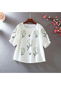 áo tay lỡ (nữ) chất đũi - hoạ tiết hoa, hàng VNXK (A17)