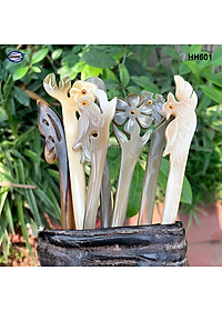 Trâm cài tóc bằng sừng hàng VJP (HH603) Được đục khắc tinh tế, đủ hình dáng độc đáo