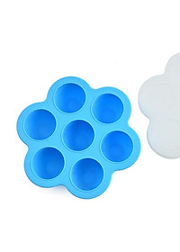 Silicone Infant Breast Milk Freezer Tray Weaning 7 Grids w/ Lid Crisper Ice Mould for Vegetable & Fruit Purees