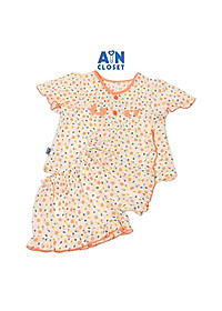 Bộ quần áo ngắn bé gái họa tiết Hoa Mộc nhí cam cotton dệt - AICDBGGMEONJ - AIN Closet