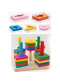 Đồ Chơi Luồn Cọc Thả Hình 5 Trụ Cột Khối Gỗ Zic Zac Cho Bé
