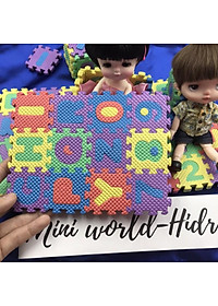 Bộ thảm 12ô chữ xốp ghép mini trang trí nhà búp bê BJD 1/8