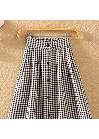 Chân váy xòe caro phối nút sang trọng - nhiều size và màu, form dáng chuẩn thích hợp mặc đi làm, dạo phố