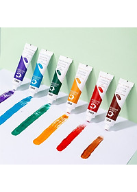 Màu nước Acrylic dạng tuýp 12ml Deli  5/12/24 màu-Tặng kèm pallete pha màu