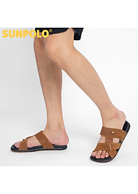 Dép Nam, Dép Quai Ngang Nam Da Bò SUNPOLO SNA101 Trẻ trung (Đen, Nâu bò)