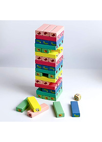 Đồ Chơi Rút Gỗ, SIZE TO, Đồ Chơi Gỗ Với 3 Mẫu Động Vật, Số Và Màu 51Pcs, Đồ Chơi Trẻ Em Thông Minh