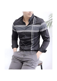 Áo Sơ Mi Nam Dài Tay Phối Sọc Ngang Dọc Mẫu KR02 Thời Trang Cao Cấp PONIVA Chất Vải Thoáng Mát Form Đẹp