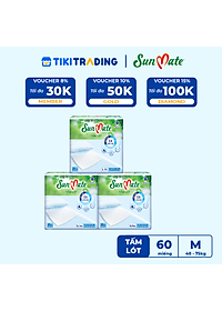 Combo 3 Tấm lót SunMate cải tiến mới 20 miếng/gói size M (45 x 70cm)