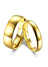 Combo Nhẫn trơn truyền thống Nam Nữ, Chất liệu hợp kim Titanium, bản rộng 4 li-Nữ và 6li-Nam, Kèm túi Nhung đựng trang sức.