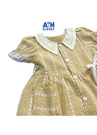 Đầm bé gái họa tiết Caro nhí vàng cổ sơ mi cotton - AICDBGMMOMJL - AIN Closet