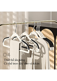 Combo 5 Móc Treo Quần Áo Chống Trượt, Biến Dạng Quần Áo, Móc Áo Nhựa Cao Cấp Chịu Tải Lớn Xoay 360 - Chính Hãng