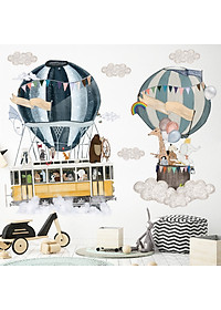 Decal dán tường cho bé Sticker dán tường in chất lượng cao có keo mặt sau mẫu Khinh Khí Cầu ZH79