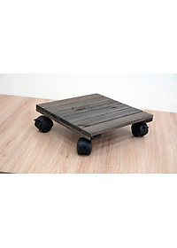 Đế Lót Chậu Cây Có Bánh Xe Thương Hiệu ANKAN, Đế Để Chậu Cây, Mặt Vuông Bằng Gỗ Tràm, Màu Đen Đường Kính 30 Cm, Tải Trọng 80kg - Hàng Xuất Khẩu