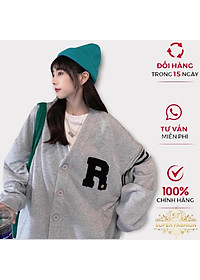 Áo khoác Cardigan Nữ Form rộng Fashion Họa Tiết Chữ R Nổi Siêu Xinh