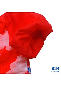 Bộ áo dài váy bé gái họa tiết Hoa sen trắng lụa đỏ - AICDBG0ACRZ7 - AIN Closet