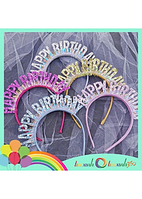 Cài tóc sinh nhật chữ Happy Birthday kim tuyến