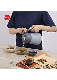 Bình ủ nhiệt iMat có phin lọc 1200ml màu xanh xám, ruột bình, phin lọc Inox 304