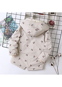 Áo khoác cho bé gái 4-14 tuổi hình quả chery bên trong lót lông ấm áp