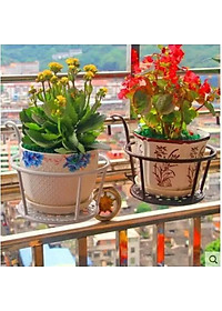 Giá kim loại để chậu hoa, cây cảnh mini có móc treo ban công tiện lợi - ĐEN