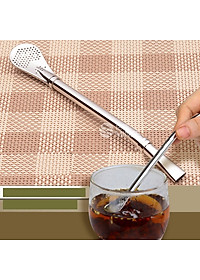 Ống Hút Kiêm Muỗng Inox Dài 16cm Tiện Lợi