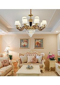 Đèn chùm HINN pha lê 12 tay trang trí nhà cửa hiện đại  - kèm bóng Led chuyên dụng