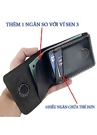 Ví sen 3 PLUS da bò Pullup V123, bóp mini nam nhỏ gọn hai màu đen và nâu, đường chỉ may tinh tế, đựng thẻ kẹp tiền tiện lợi, fullbox, thương hiệu Bụi leather chuyên đồ da thật