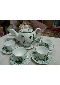 Bộ ấm chén vẽ trúc gốm sứ Bát Tràng