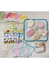 60 món đồ dùng sơ sinh(3 tay dài,2 tay ngắn)_ tặng 1 vòng dâu tằm_nón tiêu_y hình