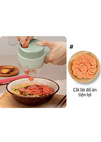 Máy xay mini cầm tay 3 trong 1 (máy xay nghiền tỏi ớt, rau củ, sinh tố;, máy nạo gọt hoa quả; máy cắt sợi, thái lát đồ ăn) dễ dàng vệ sinh - Chính hãng MINIIN (Giao màu ngẫu nhiên)