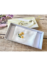 Khăn Tay Thêu Hoa Dã Quỳ SenSilk – Quà Kỷ Yếu, lụa tơ tằm Bảo Lộc 35 X 35 CM