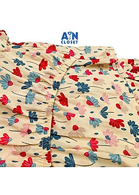 Bộ quần áo ngắn bé gái họa tiết hoa Lệ Xuân đỏ cotton - AICDBGIFMTJM - AIN Closet