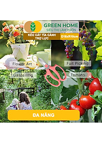 Kéo Cắt Cành GreenHome, D18xr10cm, Dụng Cụ Làm Vườn, Tối Ưu Giảm Lực Tay, Màu Sắc Hiện Đại, Dễ Sử Dụng Cắt Tỉa Hoa