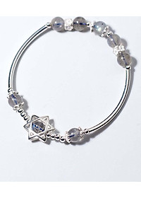 Vòng tay đá xà cừ ánh xanh charm ngôi sao 6 cánh thủy, kim - Ngọc Quý Gemstones