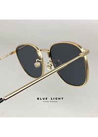 Kính Râm, Kính Mát Nam Nữ, Mắt Vuông Gọng Kim Loại Dày Cứng Cáp Đen, Nâu Chống Tia UV - BLUE LIGHT