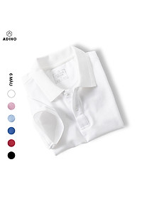 Áo polo nữ ADINO màu trắng phối viền chìm vải cotton co giãn dáng slimfit trẻ trung APN03