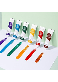 Màu nước Gouache dạng tuýp 12ml Deli 5/12/24 màu-Tặng kèm pallete gỗ 12 cọ