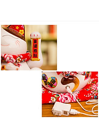 Mèo Thần Tài  Maneki Neko  vẫy tay chiêu tài lộc 16cm bằng gốm sứ - mẫu giao ngẫu nhiên