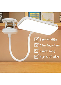 Đèn Học Để Bàn Đọc Sách Tích Điện Đèn Kẹp Bàn Học Giá Sách Bảo Vệ Mắt 3 Màu Ánh Sáng Khác Nhau Bóng Led Không Nóng Xoay 360 Độ - Hàng Nhập Khẩu