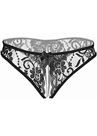  Quần lót ren lót ren xẻ đáy siêu sexy - Màu đen