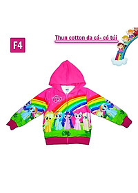 Áo khoác bé gái hình cầu vồng từ 11-43kg - Chất liệu thun cotton da cá in 3D