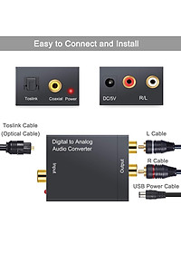 Bộ chuyển đổi Optical Audio to RCA Audio - Digital to Analog Audio R/L - Hàng Nhập Khẩu